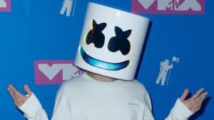 Marshmello performing at the Prince Abdullah Al-Faisal Basketball Arena at King Abdullah Sport City on Wednesday. (Supplied photo)