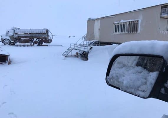 Snow falling decorates Turaif Governorate
