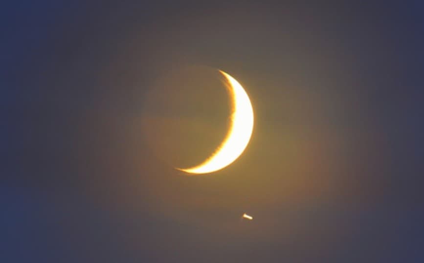 The Conjunction of the Moon with Jupiter was visible with the naked eye in the sky of Saudi Arabia