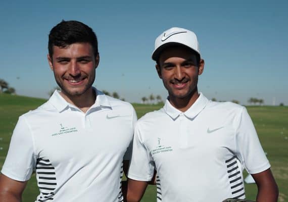Saudi golfers Faisal Salhab (Left) and Saud Alsharif (Right) are preparing to compete in next month's ISE