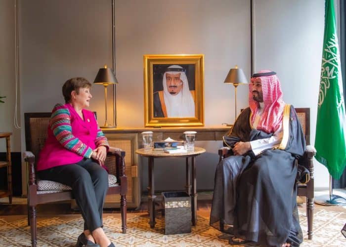 Saudi Crown Prince discusses with the IMF Director areas of bilateral cooperation