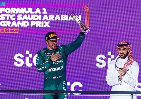Saudi Sports Minister crowns Mexican Sergio Perez with the STC Formula Award