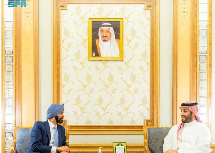 His Royal Highness Crown Prince Mohammed bin Salman bin Abdulaziz Al Saud, the Crown Prince and Prime Minister, met with Mr. Ajay Banga, the President of the World Bank