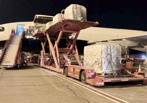 20th Saudi Relief Plane to Gaza Arrives at El Arish Airport