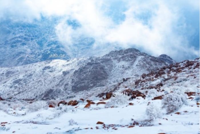 Snow Covers Al-Lawz Mountains again in February