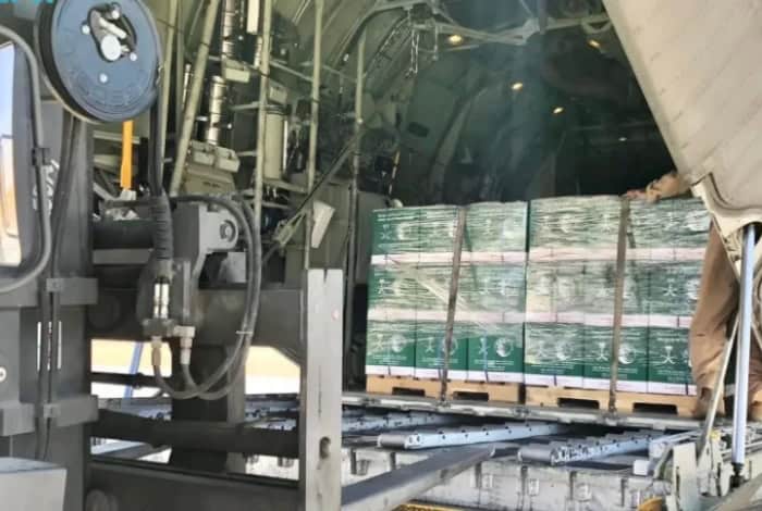 Saudi Arabia's 49th Relief Plane Arrives at El-Arish Airport in Egypt