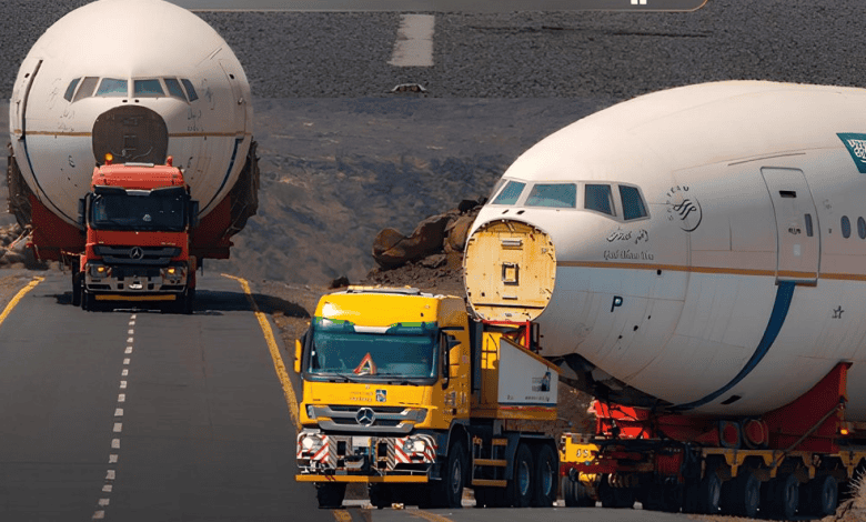 Saudi Roads Transport Giant Aircrafts from Jeddah to Riyadh