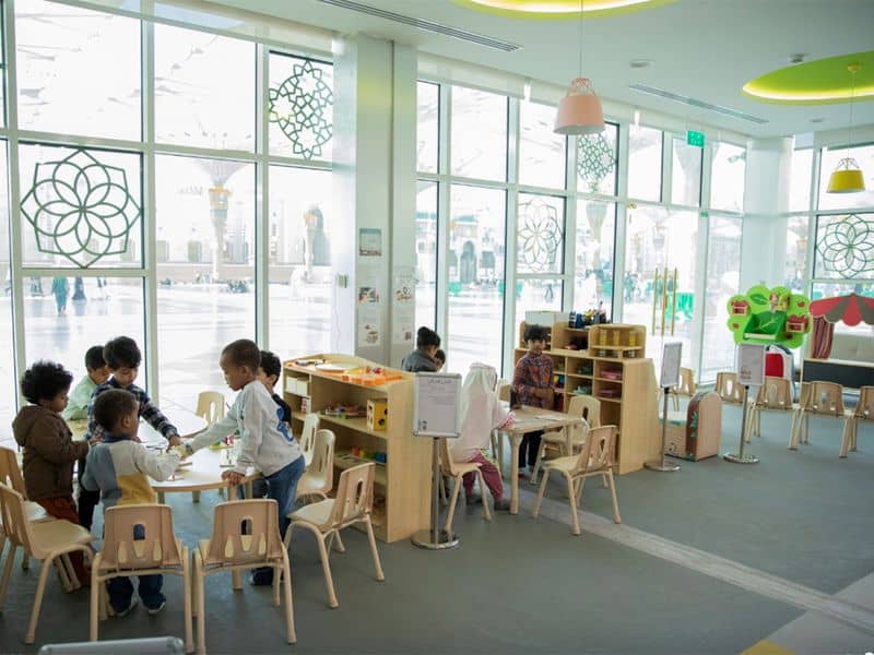 Colorful Exits and Childcare Centre in Prophet's Mosque for Perfect Spiritual Experience 