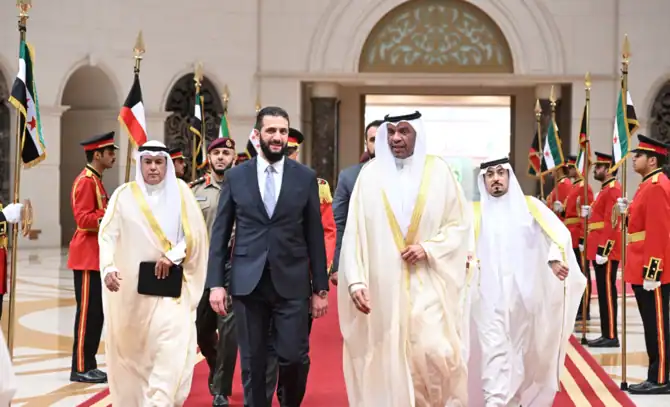 Official Visit: Syria’s Al-Sharaa Meets Kuwaiti Emir