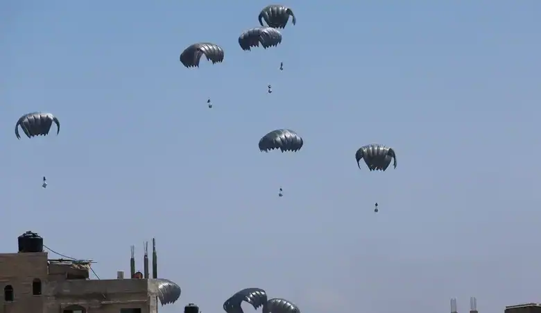 Belgium Air Force Airdrops Humanitarian Aid over Gaza