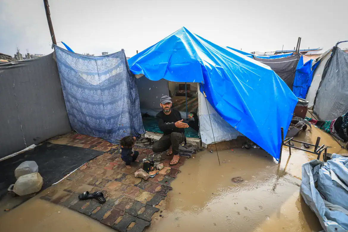 Heavy Rains Flood Tents Sheltering the Displaced, Kill Baby in Gaza